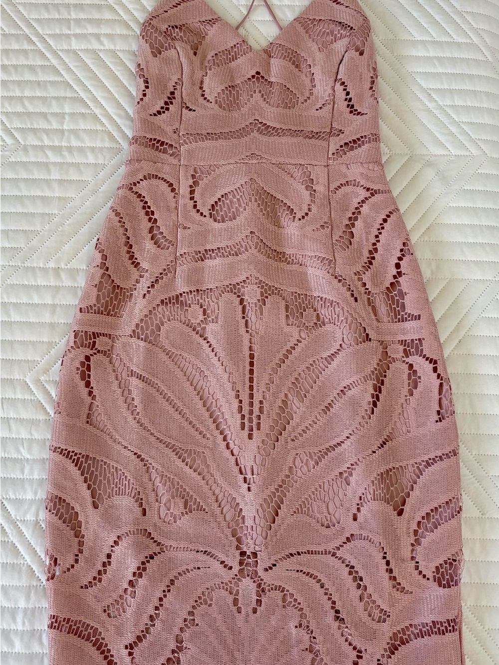 Dusty Rose Lace Midi Dress